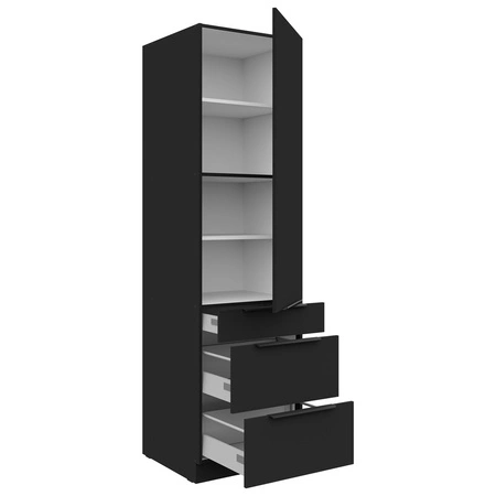 Černá 60 DKS-210 3S 1F kuchyňská skříňka se zásuvkami kovové hrany úchytky skříňka odolná proti vlhkosti a poškození