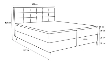 Kontinentální postel Irvine 160x200 cihla stylová postel s úložným prostorem na lůžkoviny pohodlné čelo zaujme svým elegantním designem