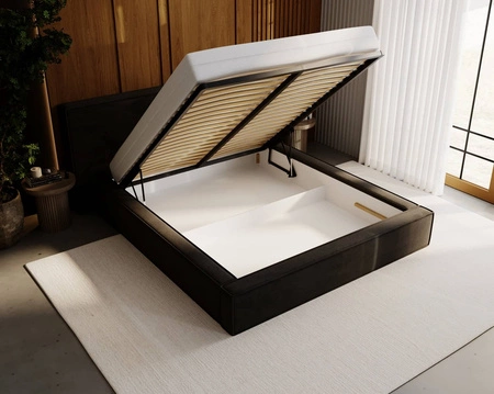 Čalouněná postel Palise 140x200 krémová stylová postel s úložným prostorem na lůžkoviny pohodlný podhlavník zaujme svým elegantním designem