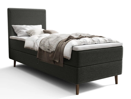 Kontinentální postel Totti 80x200 grafitová stylová postel s úložným prostorem trojrozměrná tkanina s výraznými pruhy