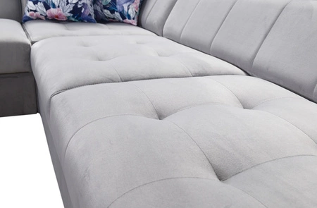 Levá rohová pohovka Hampton VII quartz pink s funkcí spaní ze sametové látky s hladkým povrchem