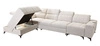 Rohová pohovka s funkcí spaní Penejos XI krémová levá pohodlná rohová pohovka s nastavitelnými opěrkami hlavy a dvěma přihrádkami na lůžkoviny