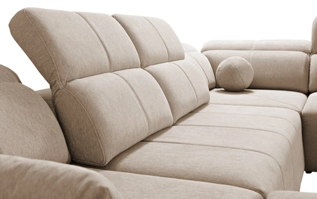 Rohová pohovka s funkcí spaní Tesalia IV Lux hnědá levá stylová rohová pohovka s výsuvnou opěrkou nohou a posuvnou funkcí opěradla