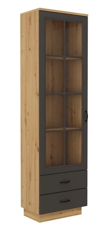 Nábytková stěna Styl dub artisan / šedý grafit klasický design nábytková stěna se skříní stylové frézované fronty kovové úchytky