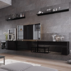 Sparta černý lesklý modernistický design umožňuje zařídit multimediální koutek v moderním stylu