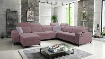 Kelly Sleek VIII rozkládací pohovka levandulová růžová levá strana stylové rohové pohovky do obývacího pokoje poskytuje pohodlí při relaxaci
