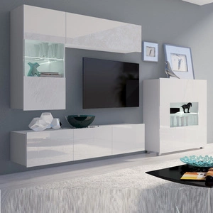 Nástěnná skříňka Apulia III v bílém lesku Výjimečně stylová nástěnná skříňka s jednoduchými nábytkovými díly, která se hodí do každého interiéru