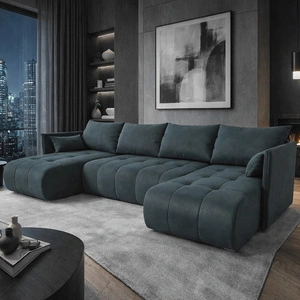 Rohová sedací souprava s funkcí spaní Selva U tmavě šedá zajímavě řešená rohová sedací souprava z látky s plyšovým povrchem