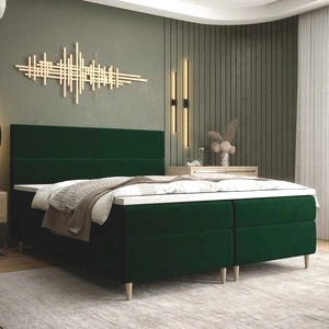 Kontinentální postel Bing 180x200 lahvově zelená v moderním skandinávském stylu s výrazným čelem