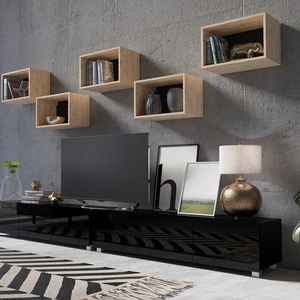 Apulia XXXII černý lesk / dub artisan Výjimečně stylová nástěnná skříňka s jednoduchými nábytkovými díly, která se hodí do každého interiéru