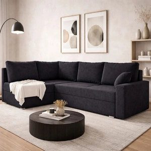 Rohová sedací souprava s funkcí spaní Nofi černá levá moderní design jednoduchý a stylový korpus, který se hodí do každého interiéru