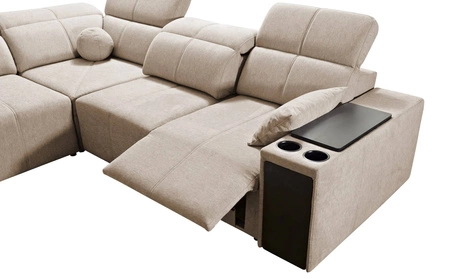 Rohová sedací souprava s funkcí spaní Tesalia III Lux hnědá pravá komfortní rohová sedací souprava s výsuvnou podnožkou Posuvná funkce opěradla