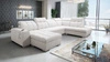 Luigi VI rohová pohovka s funkcí spaní světle béžová levá stylová rohová pohovka s kontejnery na lůžkoviny potažená měkkou látkou