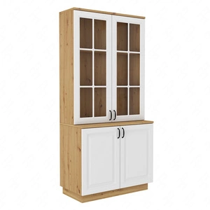 Scandi 100 cm řemeslný dub / bílá klasický design bezpečnostní tvrzené sklo stylová frézovaná čela kovové úchyty