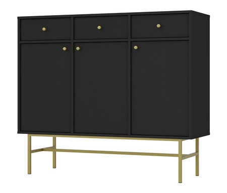 Komoda Kioto III 125 cm černá grafitová minimalistická forma ideální komoda do ložnice nebo obývacího pokoje stabilní rám