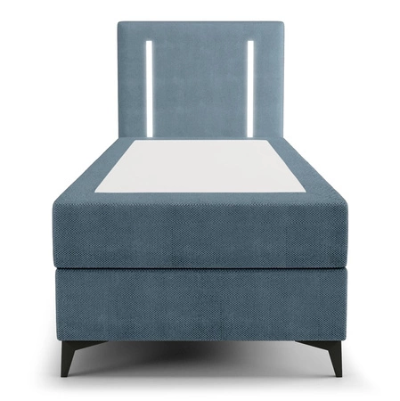 Kontinentální postel Norco 90x200 modrá stylová postel s úložným boxem osvětlení v čele postele dodává jedinečný nádech