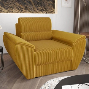 Křeslo Fogu med moderní design pohodlné křeslo do obývacího pokoje manšestrová látka s výraznými pruhy široké područky