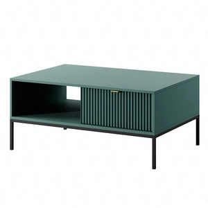 Konferenční stolek Lovro pastelově zelený se zásuvkami moderní design deska odolná proti polití
