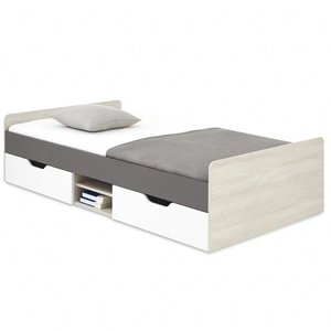 Postel Remona 120x200 cm dub wilton bílá / bílá / antracit Moderní a praktická postel se zásuvkami pro dítě nebo teenagera