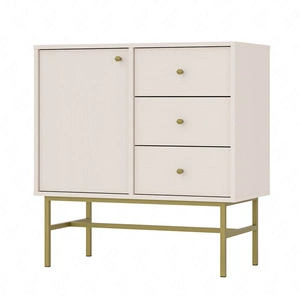 Komoda Kioto III 84 cm béžová moderní design decentní zlaté úchyty kovový rám ideální komoda do obývacího pokoje