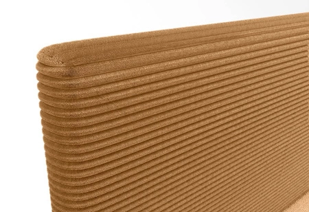 Kontinentální postel Totti 140x200 medová stylová postel s úložným prostorem na lůžkoviny trojrozměrná tkanina s výraznými pruhy