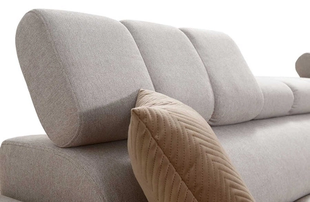 Rohová sedací souprava s funkcí spaní Bolmso II šedá pravostranná rohová sedací souprava se zásuvkou na lůžkoviny s plným výsuvem v boční části nábytku