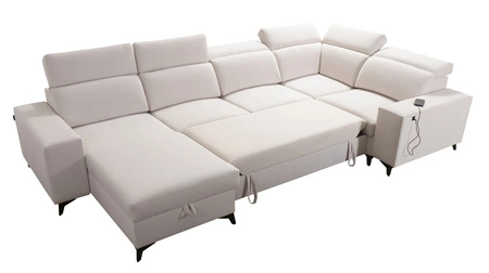 Rozkládací pohovka Kelly Sleek IV šedá levý roh rozkládací pohovky s koši na lůžkoviny tkaná látka