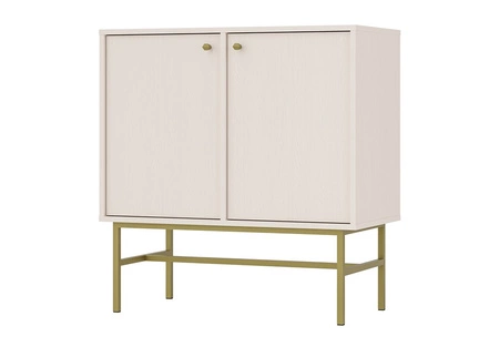 Komoda Kioto III 84 cm béžová minimalistický design ideální do ložnice nebo obývacího pokoje zlaté úchyty stabilní rám