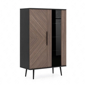 Vitrína Tullio 90 cm černá grafitová / captains deck stylový skandinávský styl kovová základna módní barvy