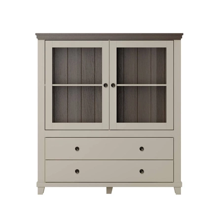 Vysoká komoda Evora 126 cm béžová / dub dunin potěší milovníky výrazných interiérů, ideální do obývacího pokoje nebo jídelny