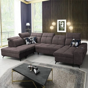 Rohová rozkládací pohovka Buffalo VI s funkcí spaní hnědý pravý roh funkční a stylová rozkládací pohovka se třemi nádobami na lůžkoviny