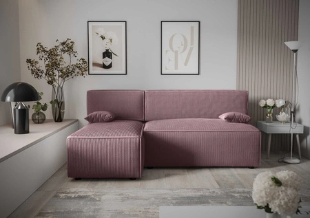 Rohová sedací souprava s funkcí spaní Brandon heather left trojrozměrná tkanina s výrazným pruhovaným kontejnerem na lůžkoviny