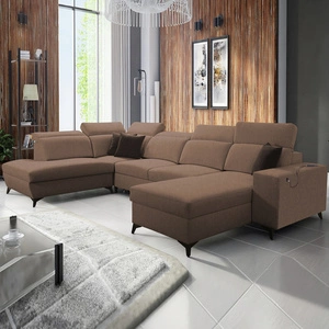 Kelly Elegantní VI rozkládací pohovka světle hnědá pravá moderní designová rohová pohovka do obývacího pokoje s nastavitelnými opěrkami hlavy