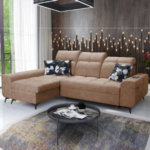 Rohová pohovka s funkcí spaní Buffalo tmavě béžová levá funkční a stylová rohová pohovka s kontejnerem na lůžkoviny