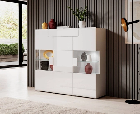 Obývací sestava Toledo v bílém lesku ideální do obývacího pokoje a obývacího pokoje