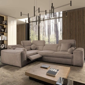 Rohová sedací souprava s funkcí spaní Viano II Lux světle hnědá levotočivá designová rohová sedací souprava do obývacího pokoje s pohodlným výsuvným podnožníkem