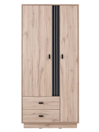 Šatní skříň Estan 90 cm dub estan světlý / antracit Moderní designový nábytek Šatní dveře zdobené lamelami Šatní skříň do ložnice