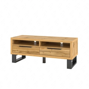 TV skříňka Halle 124 cm dub wotan moderní design prostorné zásuvky podkrovní RTV skříňka na kovovém rámu