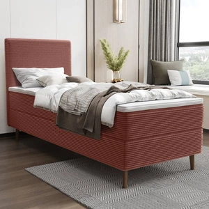 Kontinentální postel Totti 80x200 Indická růžová stylová postel s úložným prostorem trojrozměrná tkanina s výraznými pruhy