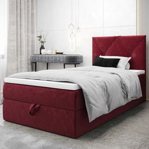 Kontinentální postel Arvada 120x200 ve bordó v moderním skandinávském stylu s čalouněným čelem postele s úložným boxem