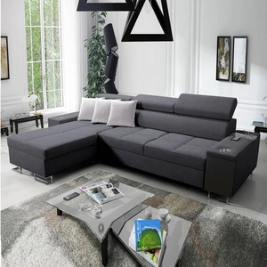 Rohová sedací souprava s funkcí spaní Dafni grafitová levá opletená pohodlí a funkčnost pro každodenní relaxaci