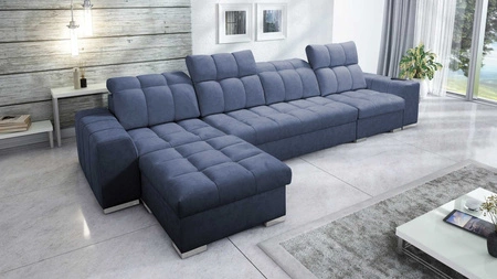 Pohovka na spaní Luigi XII modrá levá stylová rohová pohovka do obývacího pokoje v minimalistickém a elegantním provedení