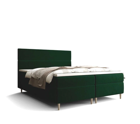 Kontinentální postel Bing 140x200 lahvově zelená v moderním skandinávském stylu s výrazným čelem