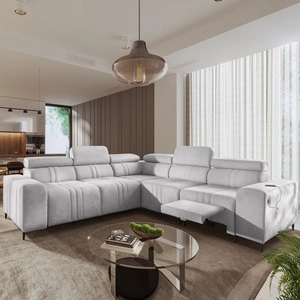 Rohová sedací souprava s funkcí spaní Castel III Lux šedý jasan pravá extrémně pohodlná rohová sedací souprava do obývacího pokoje s výsuvnou podnožkou