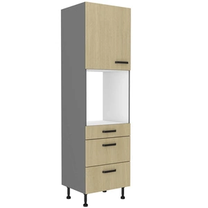 Chevron 60 DPS-215 3S 1F kuchyňská skříňka se zásuvkami pro instalaci trouby čela odolná proti vlhkosti a poškození s dekorativním vzorem rybí kosti