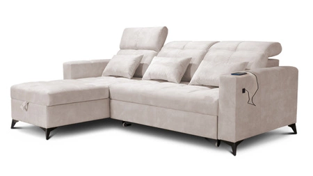 Rohová pohovka s funkcí spaní Laredo hnědá levá pohovka pohodlná a stylová rohová pohovka s kontejnerem na lůžkoviny