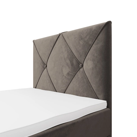 Kontinentální postel Arvada 120x200 světle hnědá v moderním skandinávském stylu s čalouněným čelem postel s úložným boxem