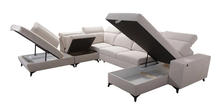 Kelly Sleek X levandulově růžová pravá rohová sedačka s funkcí spaní mimořádně elegantní rohová sedačka do obývacího pokoje s nastavitelnými opěrkami hlavy