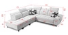 Rohová sedací souprava s funkcí spaní Buffalo IX krémová levá strana stylová rohová sedací souprava do pokoje z velurové tkaniny dekorativní polštáře