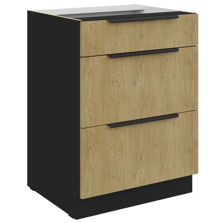 Kuchyňský nábytek Crotone 300 cm elegantní kuchyňské skříňky s kovovými úchytkami na hraně skříňka s nákladním košem